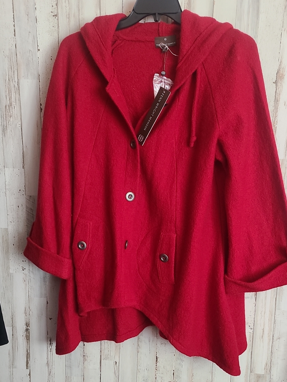 Fenn Wright Manson Bright Red Hooded Wool Cape